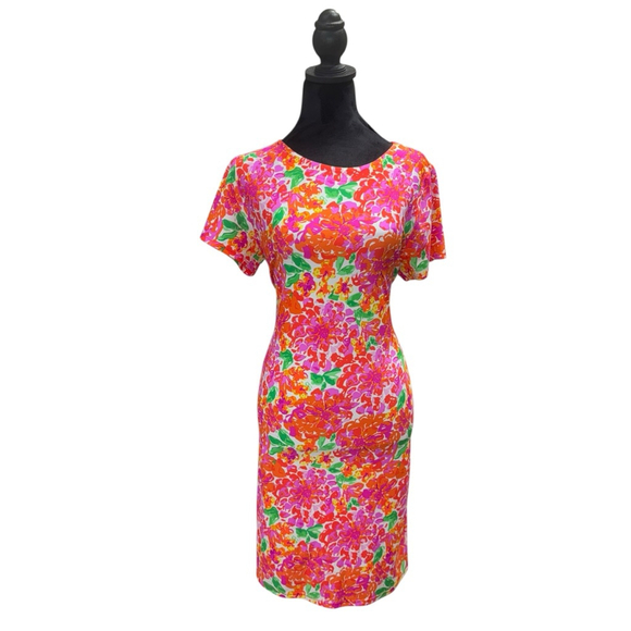Jude Connally Performance Floral Bright Dress Size M short sleeves beach resort - Picture 1 of 10